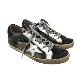 Golden Goose Deluxe Brand Superstar Camo Sneakers Womens 38 7.5 Lace Up Comfort